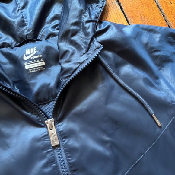 Vintage Y2K‎ Nike Sportswear Women's Dark Slate Blue Zip Up Hooded Track Jacket - Picture 4 of 5